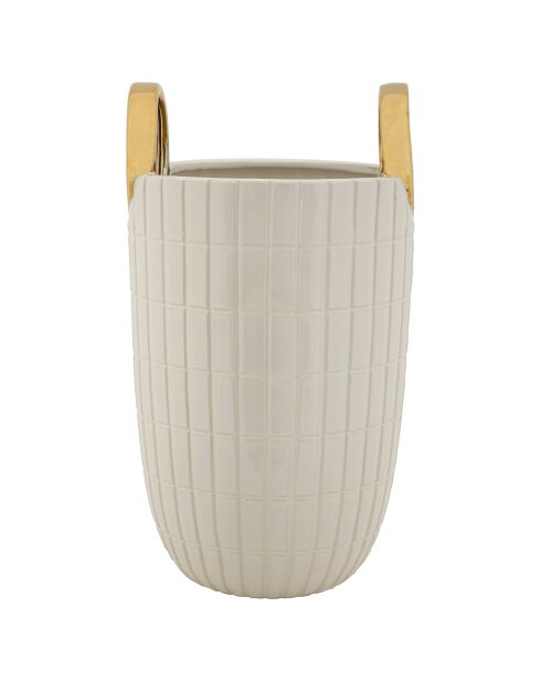wit/gouden winkelvaas van keramiek - Ø 18x25 cm