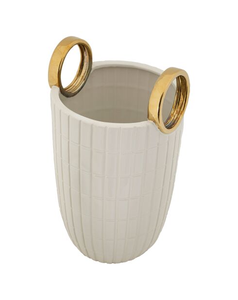Vase en ceramique shopping blanc/doré - Ø 18x25 cm