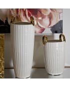 Vase en ceramique shopping blanc/doré - Ø 18x25 cm