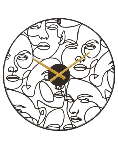 Horloge murale faces noire - Ø50x3.5 cm