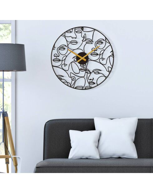 Horloge murale faces noire - Ø50x3.5 cm