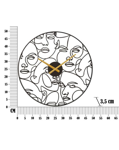 Horloge murale faces noire - Ø50x3.5 cm