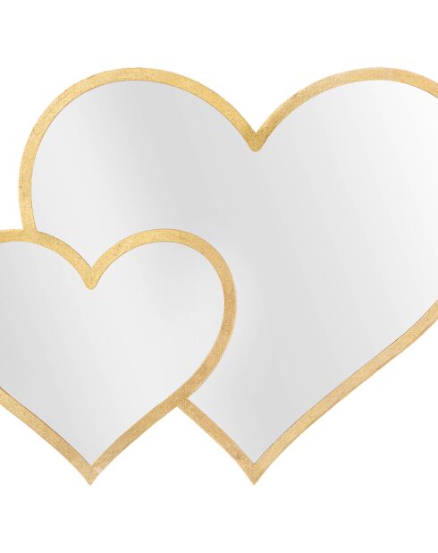 Miroir murale glam double heart dorée - 127.6x7.6x61 cm