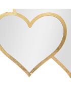 Miroir murale glam double heart dorée - 127.6x7.6x61 cm