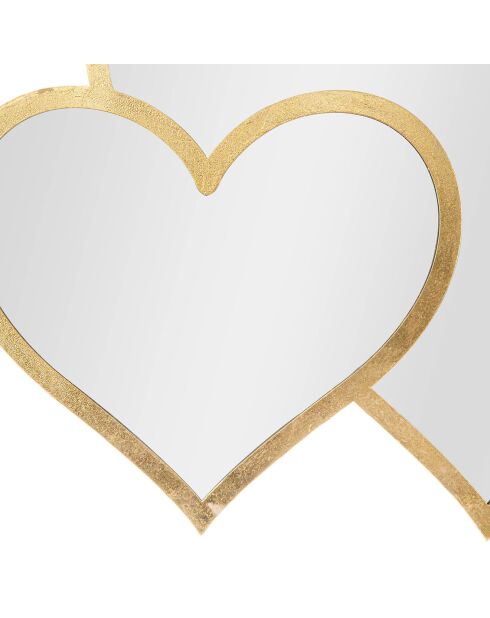 Miroir murale glam double heart dorée - 127.6x7.6x61 cm