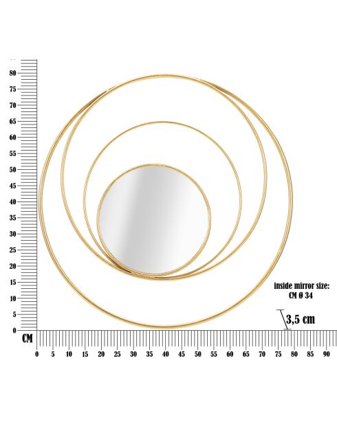 Miroir mural arc glam doré - Ø 80x3.5 cm