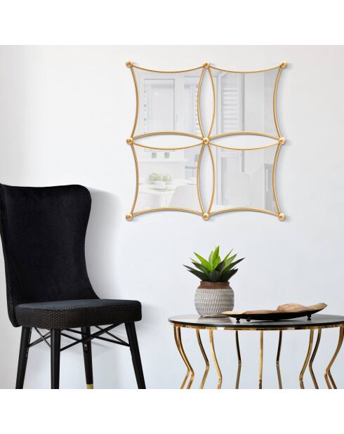 Miroir mural jalo doré - 68x3.5x68 cm