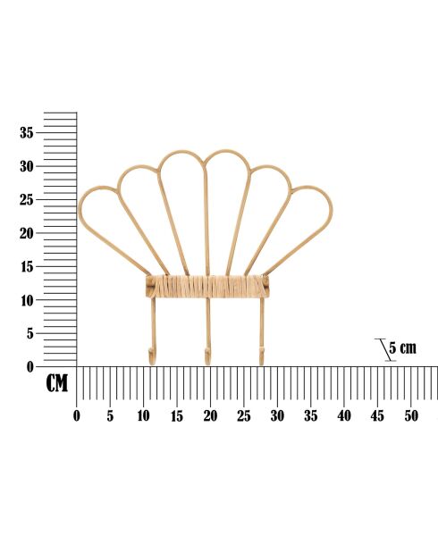 Gancho de pared Panama 3 ganchos marrón - 37,5 x 5 x 32,5 cm