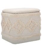 Pouf avec rangement damasco carré naturel - 40x40x40 cm