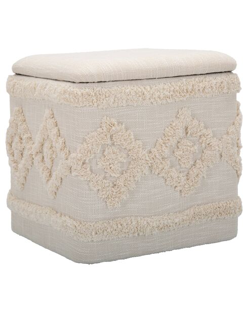 Pouf avec rangement damasco carré naturel - 40x40x40 cm