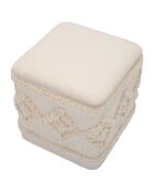 Pouf avec rangement damasco carré naturel - 40x40x40 cm
