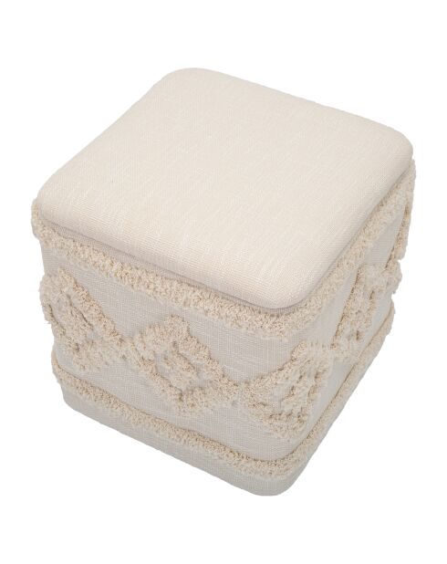 Pouf avec rangement damasco carré naturel - 40x40x40 cm