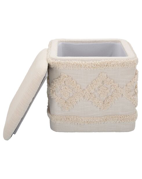 Pouf avec rangement damasco carré naturel - 40x40x40 cm