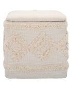 Pouf avec rangement damasco carré naturel - 40x40x40 cm