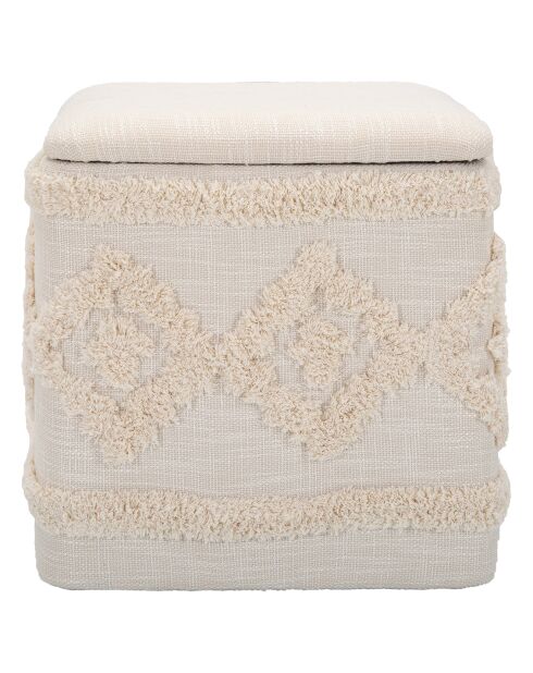 Pouf avec rangement damasco carré naturel - 40x40x40 cm