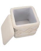Pouf avec rangement damasco carré naturel - 40x40x40 cm