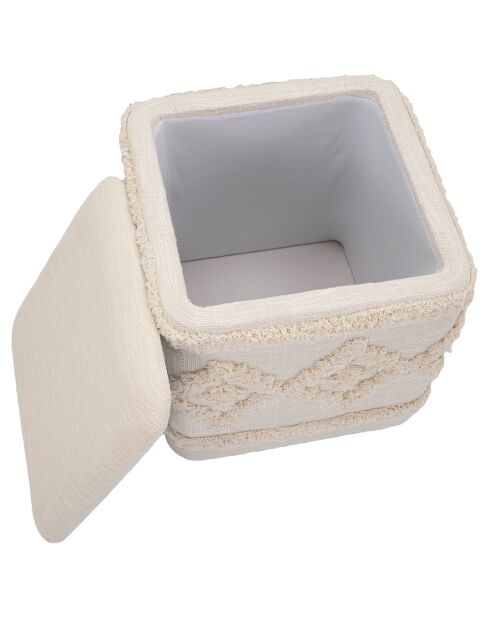 Pouf avec rangement damasco carré naturel - 40x40x40 cm