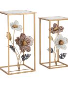2 Tables en metal flower multicolores
