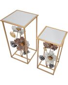 2 Tables en metal flower multicolores