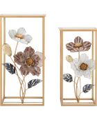 2 Tables en metal flower multicolores