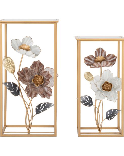 2 Tables en metal flower multicolores