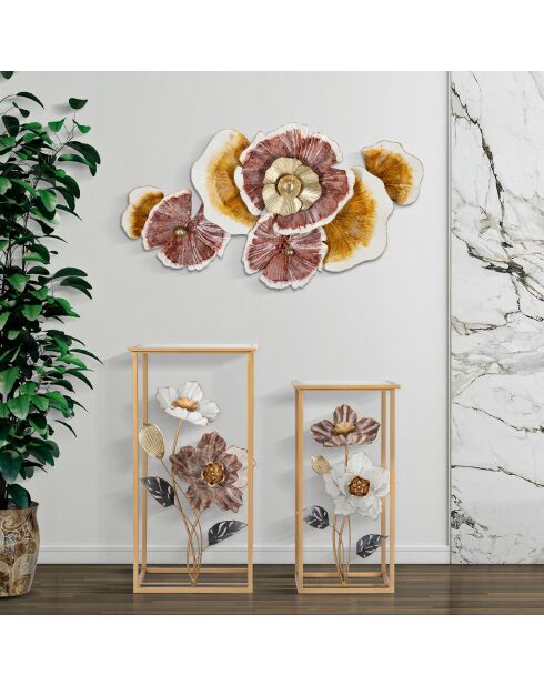 2 Tables en metal flower multicolores