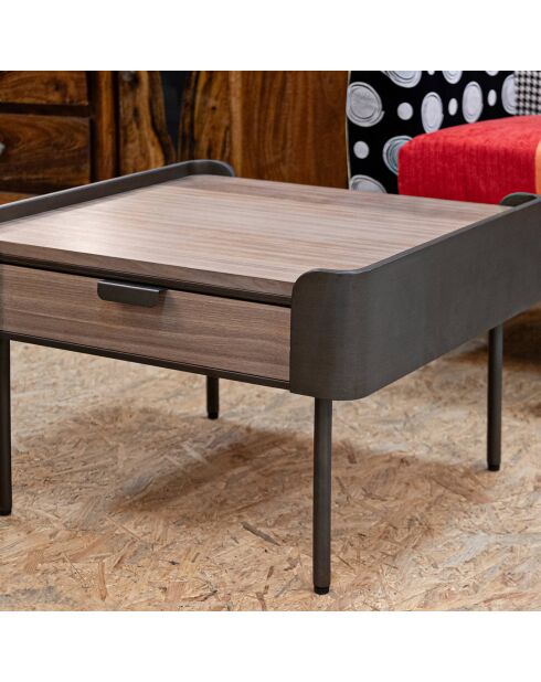 Mesita Toronto gris/marrón - 60x60x41 cm