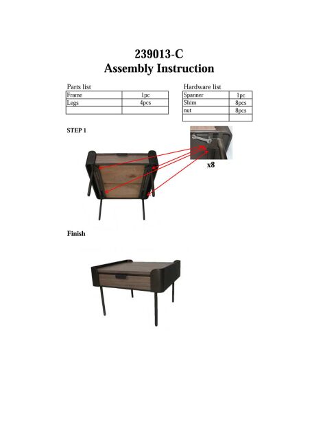 Mesita Toronto gris/marrón - 60x60x41 cm