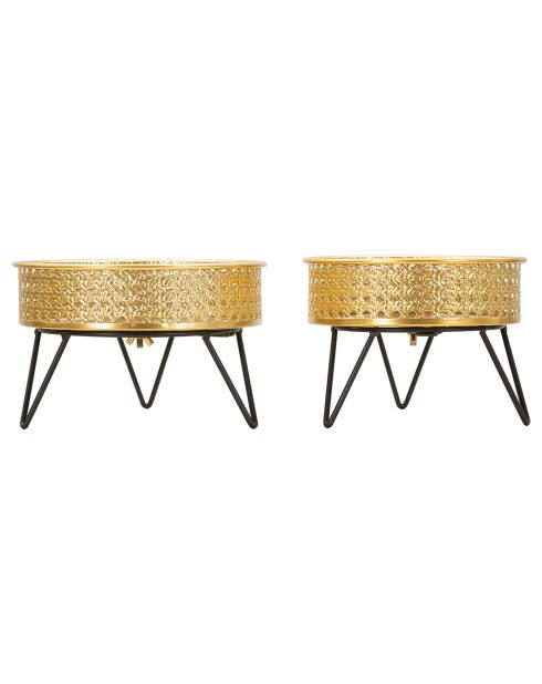2 maceteros con forma de mandón negro/dorado