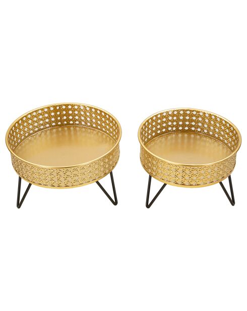 2 maceteros con forma de mandón negro/dorado