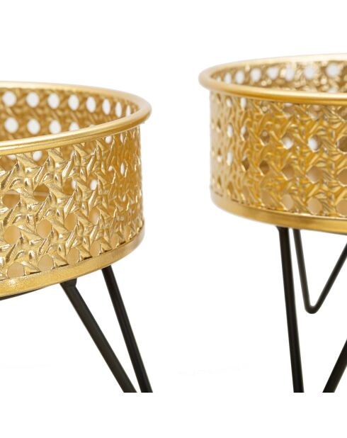 2 maceteros con forma de mandón negro/dorado