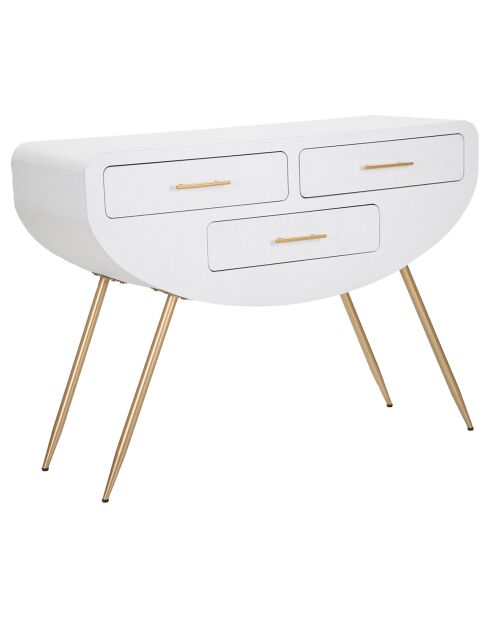 Console en bois venus blanc/doré - 110x40x80 cm