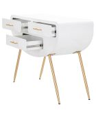 Console en bois venus blanc/doré - 110x40x80 cm
