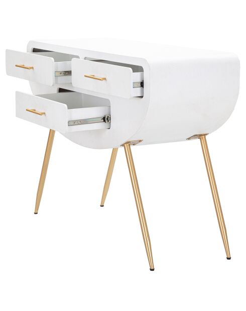 Console en bois venus blanc/doré - 110x40x80 cm