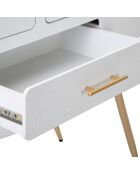 Console en bois venus blanc/doré - 110x40x80 cm