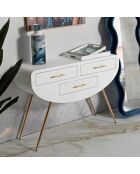 Console en bois venus blanc/doré - 110x40x80 cm
