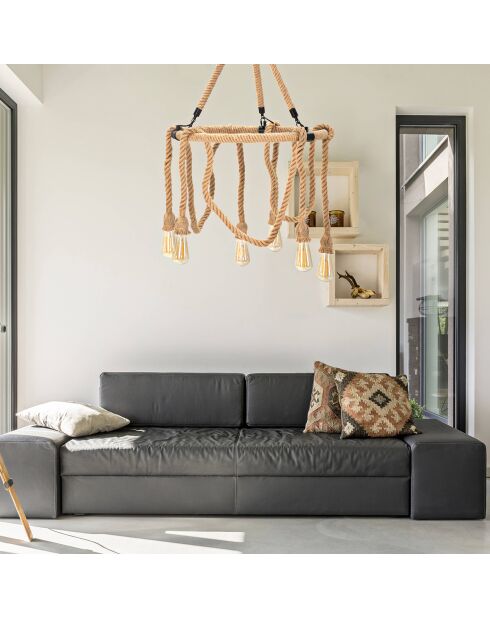 Lampadario Circle Rope marrone/nero - Ø 64x90 cm