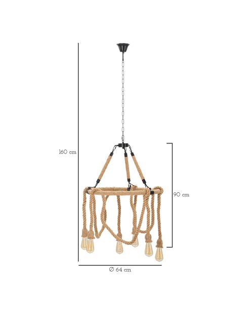 Lustre en corde circle brun/noir - Ø 64x90 cm