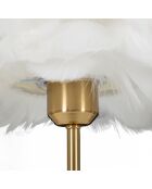 Goud/witte tafellamp met verenbal - Ø 30x50 cm