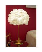 Goud/witte tafellamp met verenbal - Ø 30x50 cm