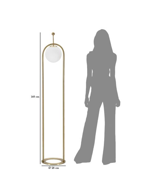 Glamy vloerlamp arch goud/wit - Ø 28x168 cm