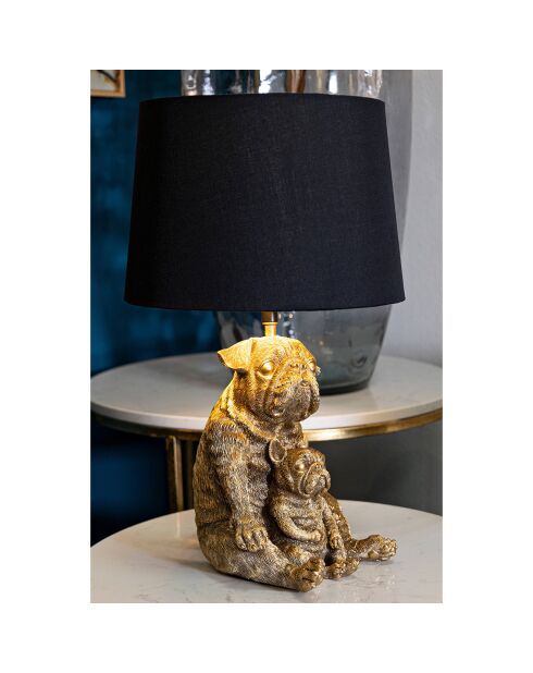 Lampe de table chien doré/noir - Ø 26x43.8 cm