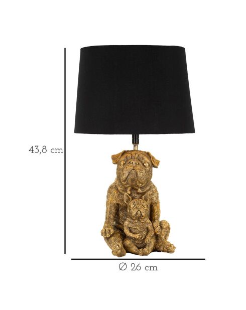 Lampe de table chien doré/noir - Ø 26x43.8 cm