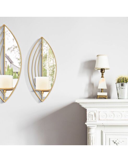 2 Wandkerzenhalter aus Blattgold