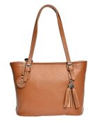 Sac porté épaule en Cuir Luisa Vannini cognac - 22x34x12 cm