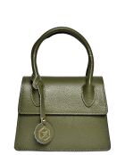 Sac à main en Cuir Luisa Vannini vert militaire - 17x19.5x8 cm