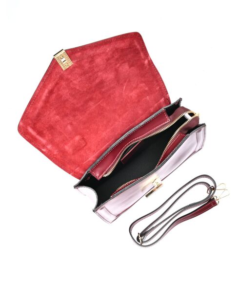 Borsa a mano Luisa Vannini in pelle color vinaccia - 21x26x8 cm