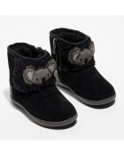 Boots en Velours de Cuir fourrés Koala noires