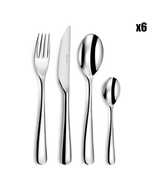 Couverts de table Alpha - Ménagère 24 pièces Acier inoxydable