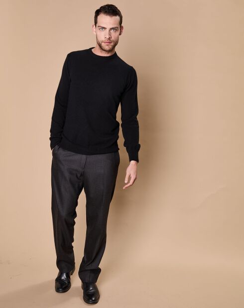 Pull 100% Cachemire 4 fils Harry col rond noir